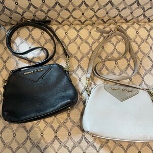 2 Adrienne Vittadini Black and Light Grey Crossbody Bags